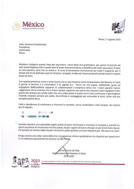 Lettera di commiato di Carlos Garcia de Alba